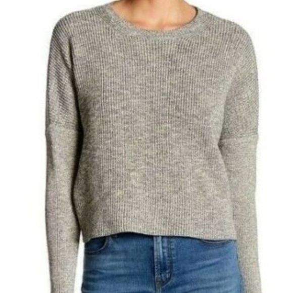J Brand Ribbed Marled Boxy Oversized Drop Shoulder Crop Sweater 8895SW95 - Picture 1 of 7
